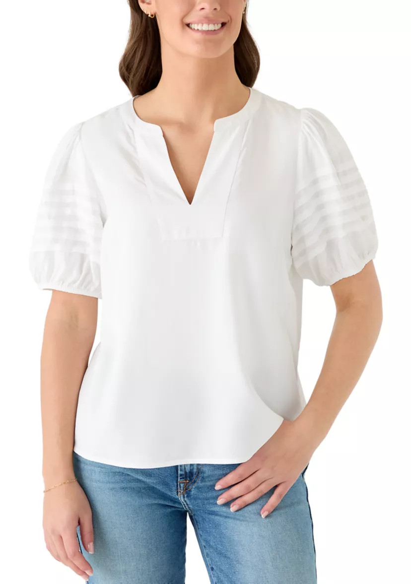 Women's Short Sleeve Notch Neck Top | Belk
