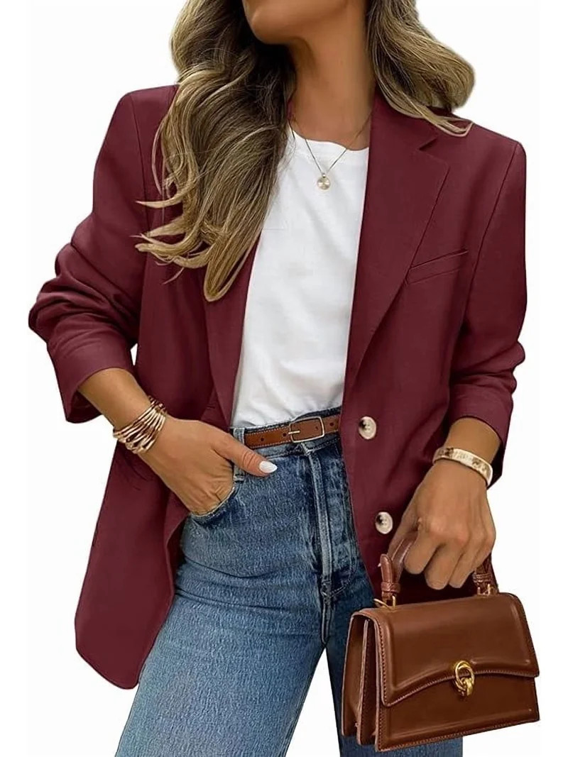 PRETTYGARDEN Women's Fall Blazers Button Down Fitted Lightweight Dressy Work Suit Jackets Trendy ... | Walmart (US)