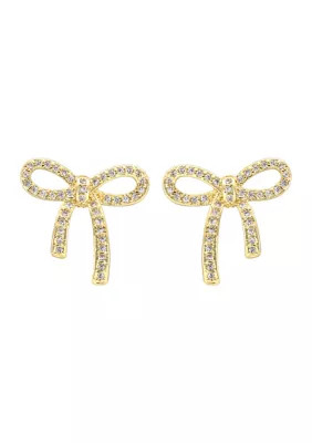 Belk Gold Plated Crystal Bow Stud Earrings | Belk