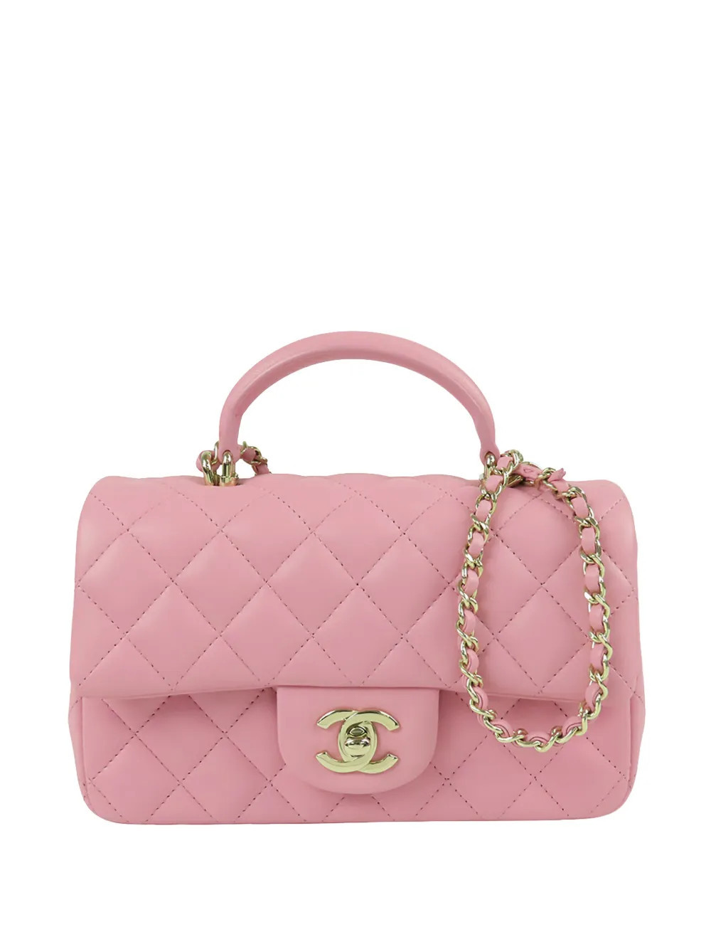 CHANEL Pre-Owned 2021-2026 Mini Rectangular Classic Lambskin Top Handle Flap satchel - Pink | Farfetch Global