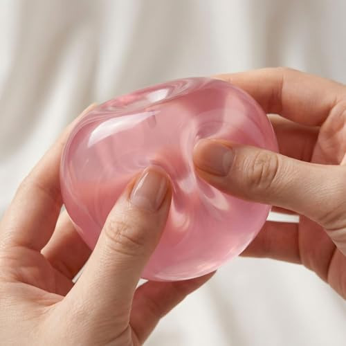 Cute Green Apple Shaped Stress Balls, Soft Rebound Pink Apple Squishy Squeeze Toys for Adult Anxiety Relief & Focus, Portable Sensory Fidget Stress Ball for Office, School & Party Favors (Pink) | Amazon (US)
