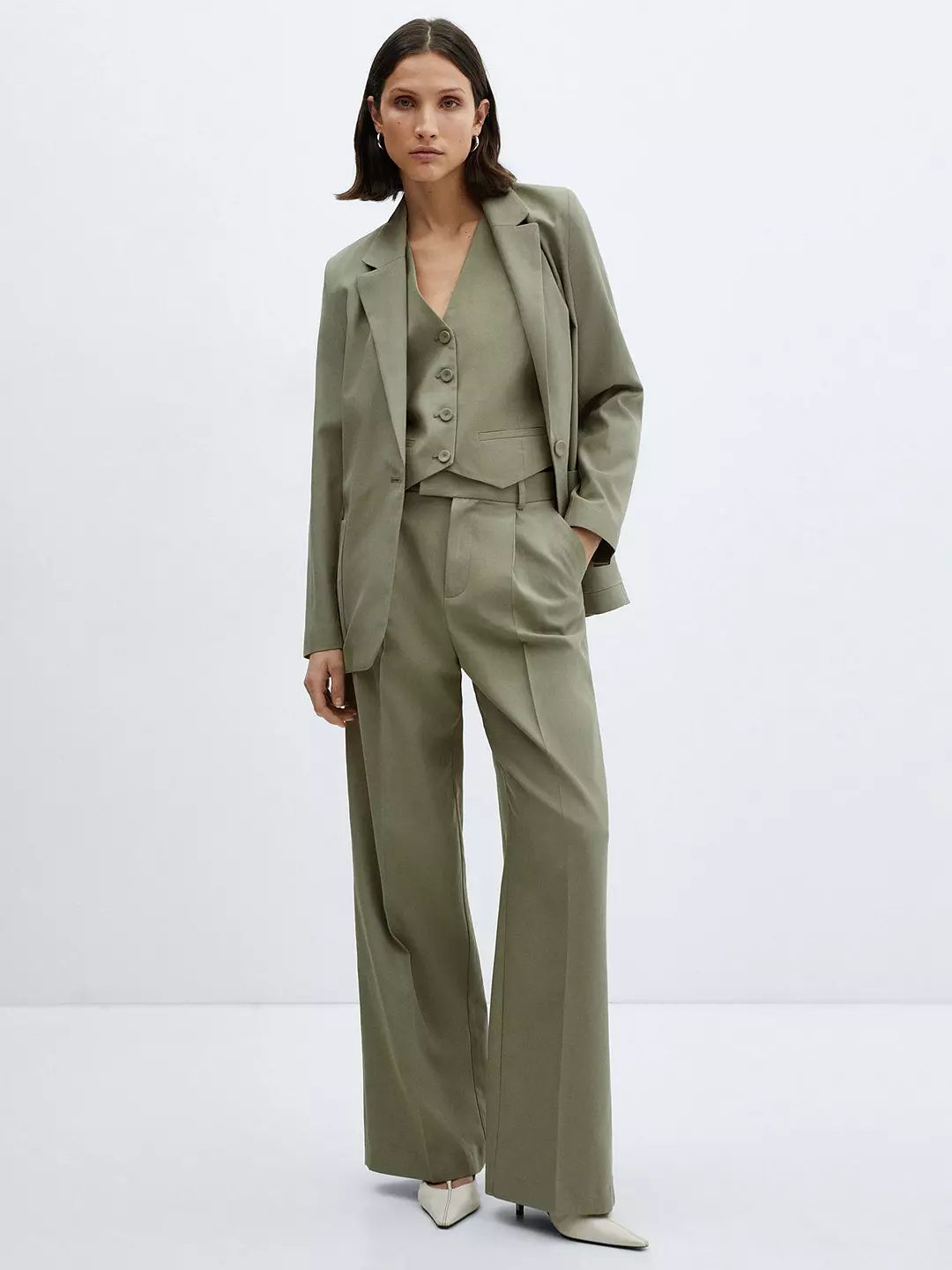 Mango Alicante Suit Waistcoat, Green | John Lewis (UK)