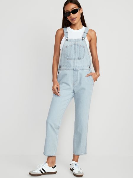 Slouchy Straight Non-Stretch Ankle-Length Jean Overalls for Women | Old Navy (US)