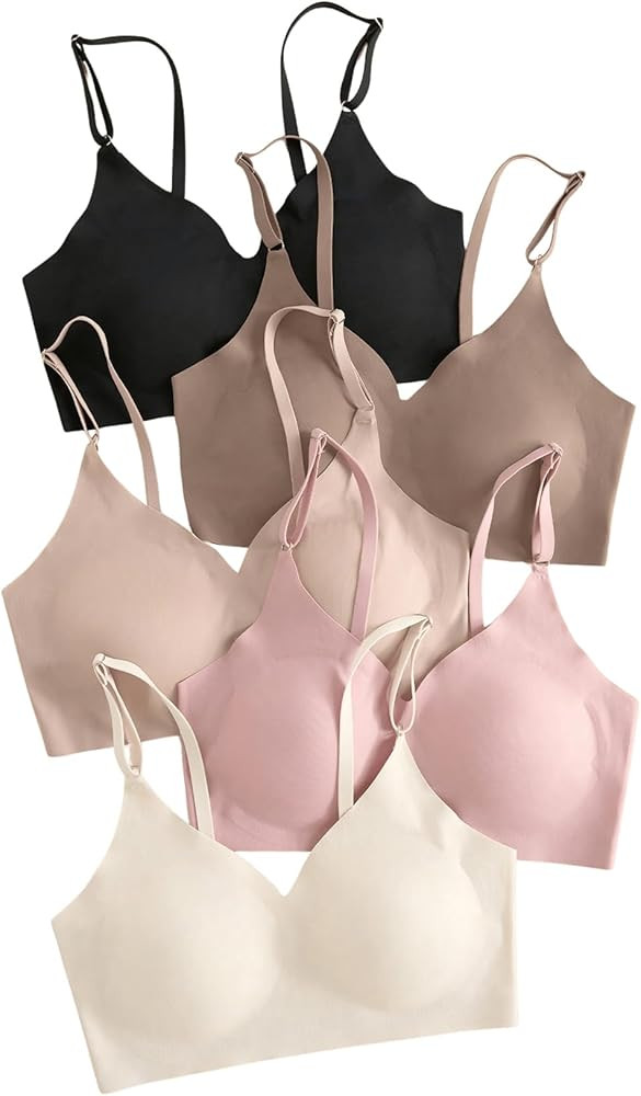 Verdusa Women's 5Pack Padded Seamless Bralettes Bra Camisole Top | Amazon (US)