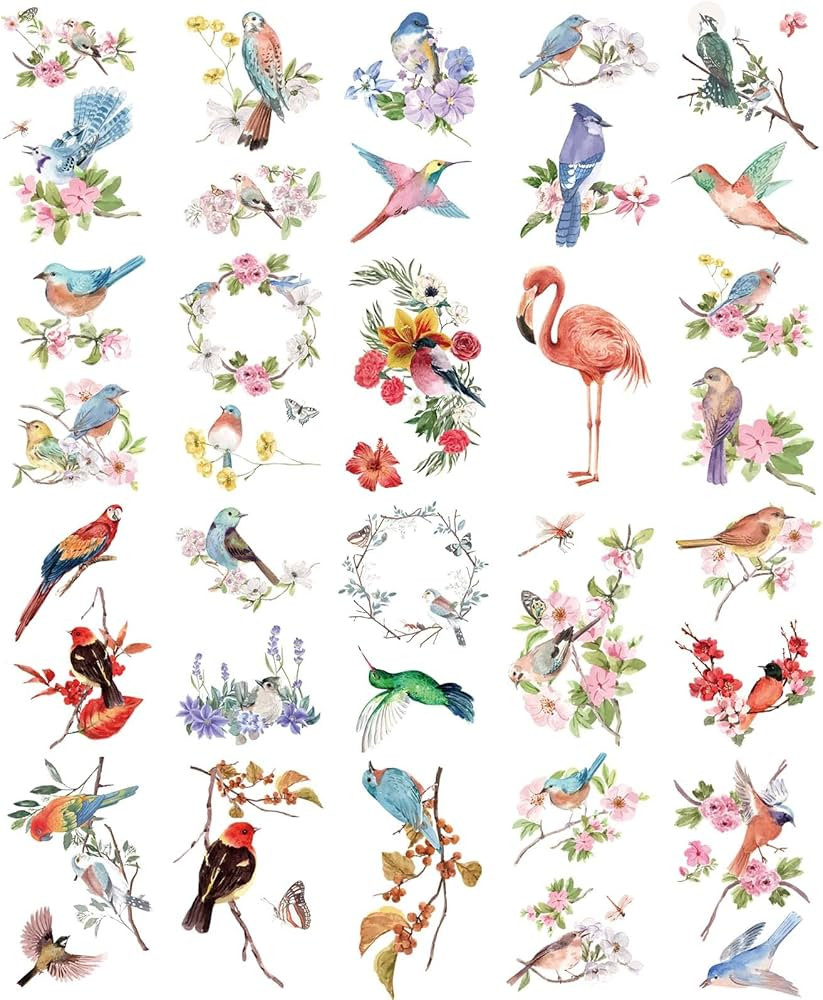 Everjoy Watercolor Flowers Birds Realistic Temporary Tattoos 40+ Designs Waterproof Tattoos for W... | Amazon (US)
