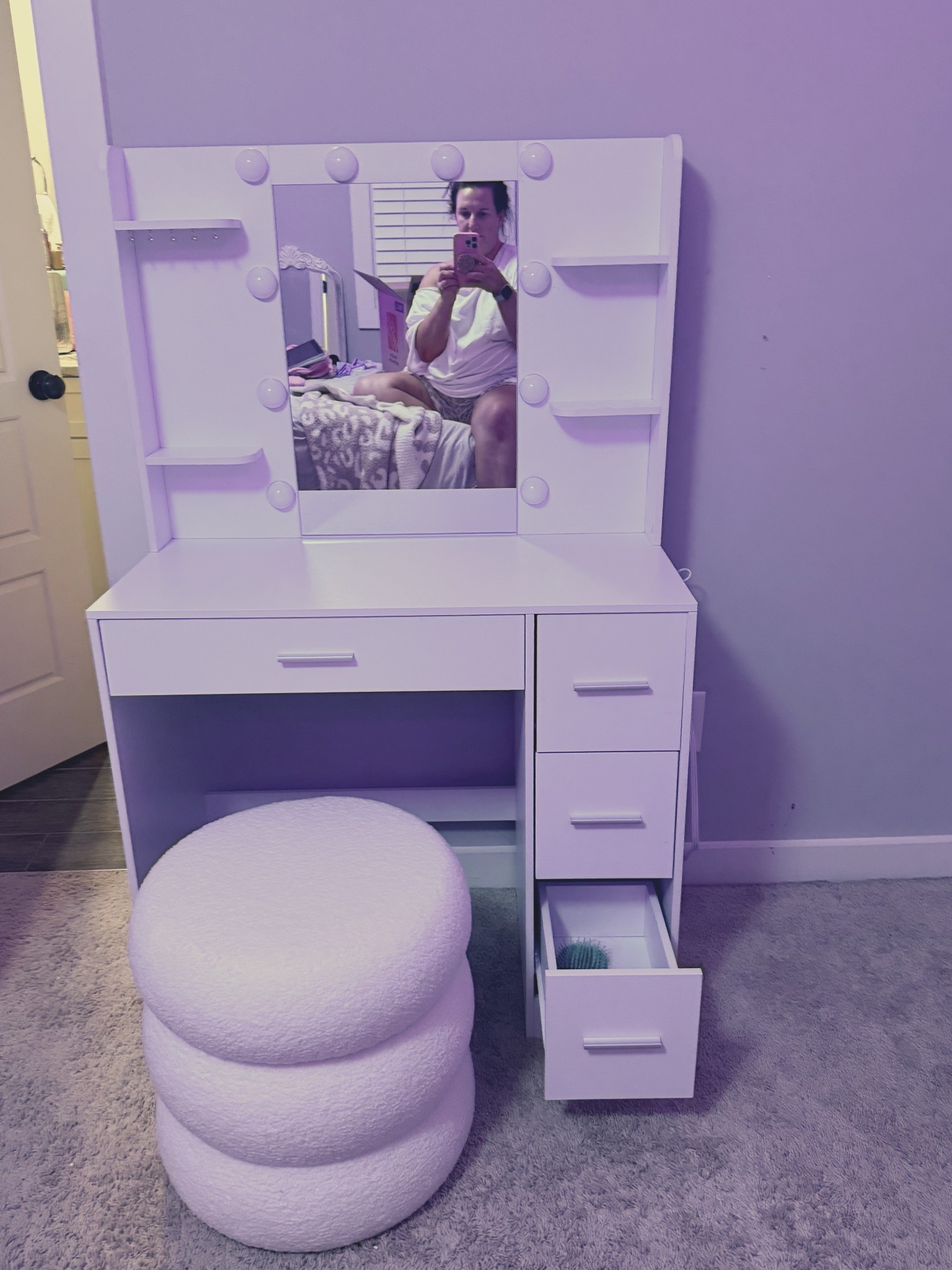 We built a vanity! ThreeLighting Modes & Adjustable Brightness, lots of storage, built in power outlet with usb— win win win! 

#LTKHome #LTKmomlife #LTKKids