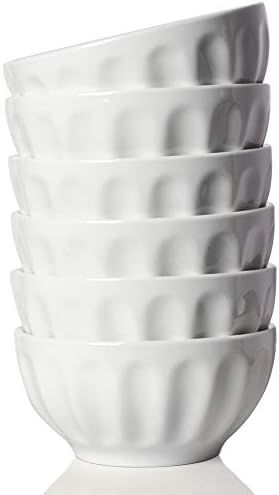 SWEEJAR Ceramic Fluted Bowl Set, 26 oz for Cereal, Salad, Pasta, Soup, Dishwasher Microwave Safe - s | Amazon (US)