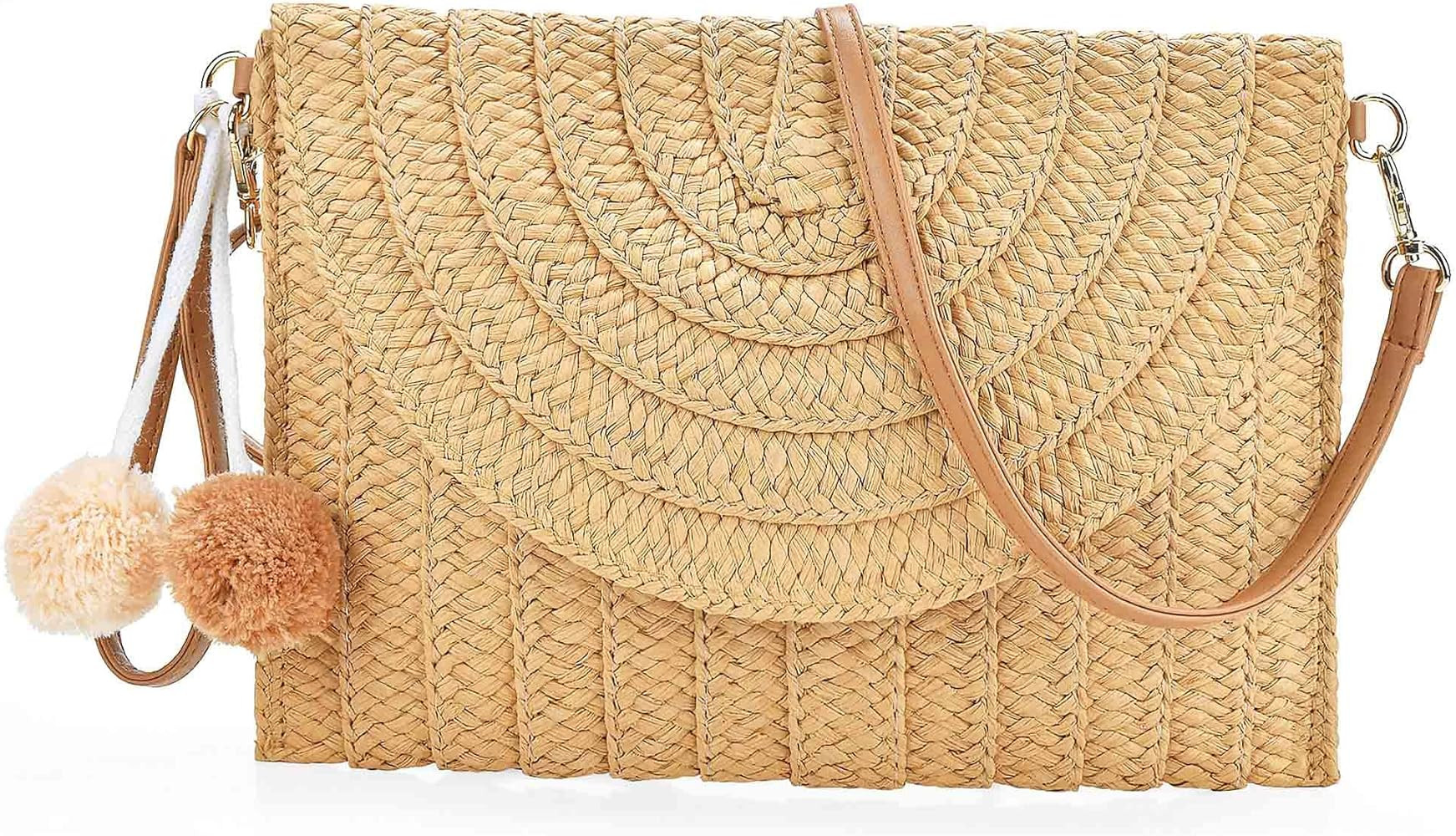 Raffia Woven Wicker Clutch Bag Straw Purse For Girls Summer Beach Crossbody Handbags | Amazon (US)