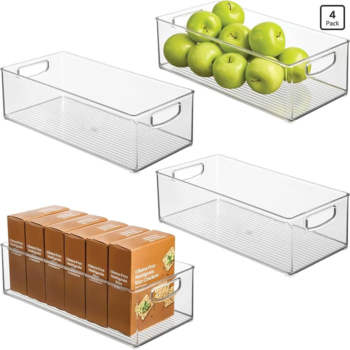 iDesign Stackable Storage Bin - Organizer Bin for Kitchen and Pantry, Set of 4, Clear, Made in US... | Amazon (US)