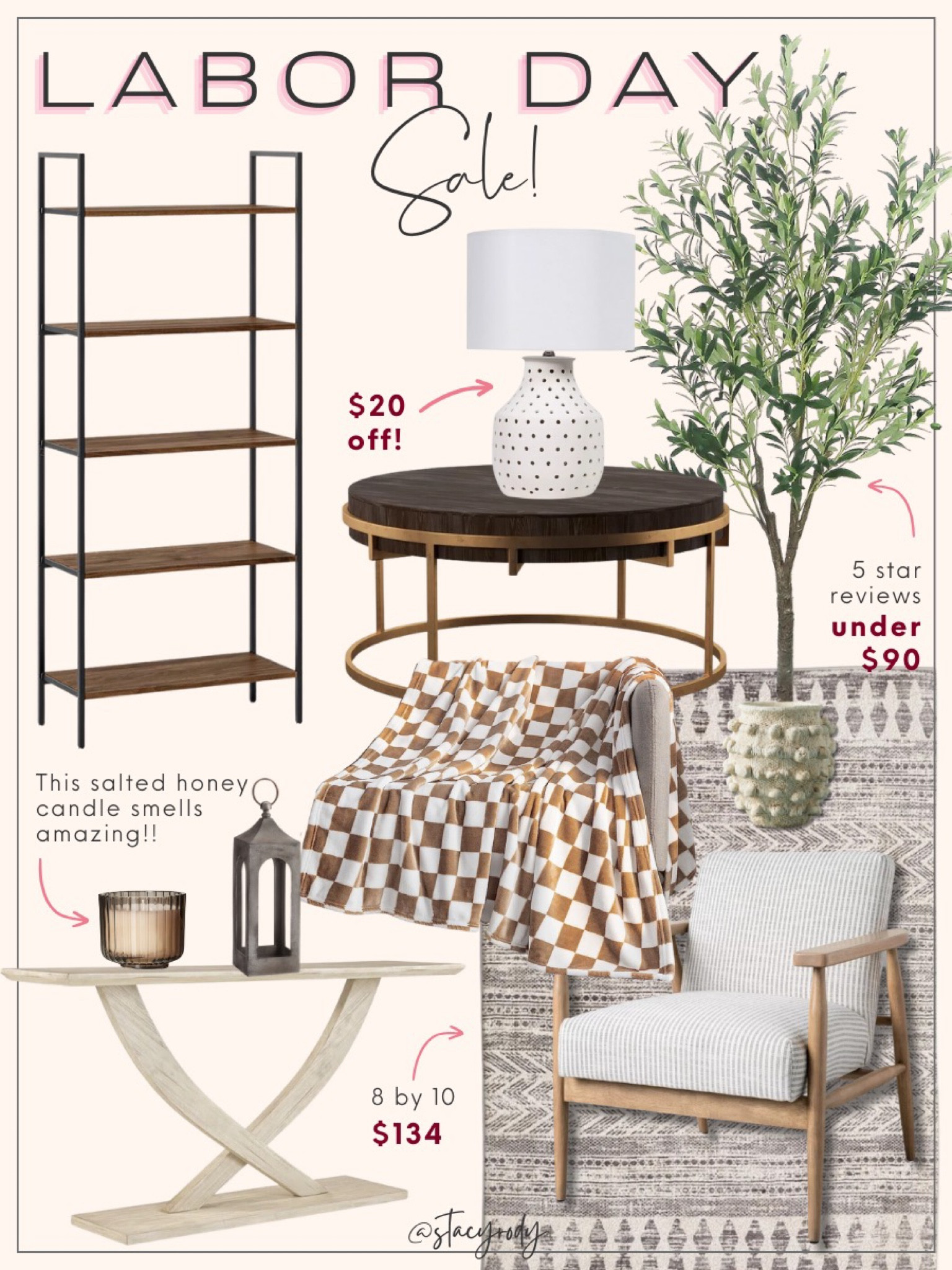 Wayfair furniture sale 
Shelving 
Checkered throw 
Coffee table 
Olive tree 
Lamp 
Home decor sale 

#LTKunder100 #LTKsalealert #LTKhome