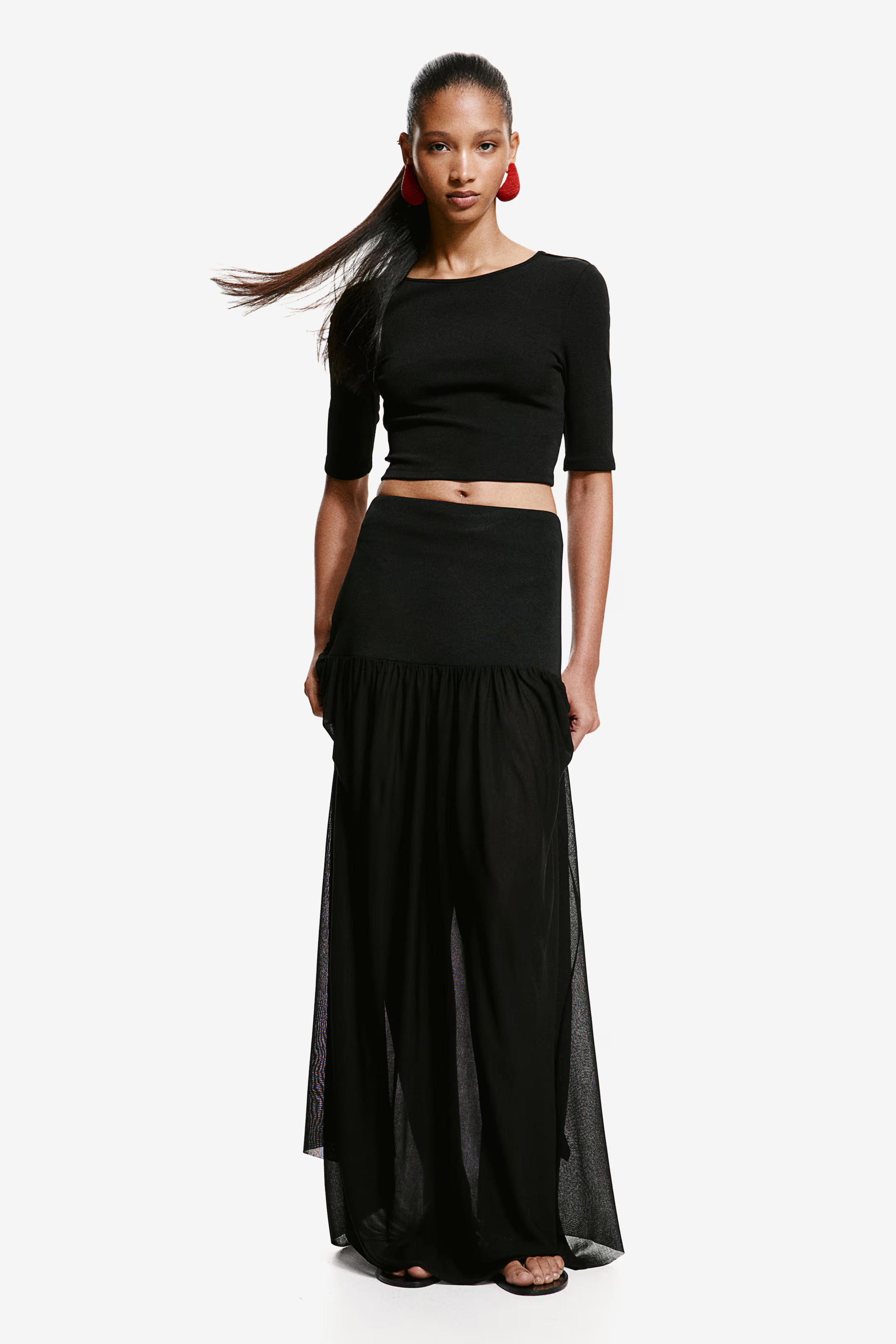 Long jersey skirt - High waist - Long - Black - Ladies | H&M GB | H&M (UK, MY, IN, SG, PH, TW, HK)