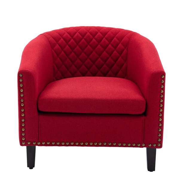 Modern Accent Chair, Single Sofa Comfy Chair Upholstered Arm Chairs with Nailheads and Wood Legs,... | Walmart (US)