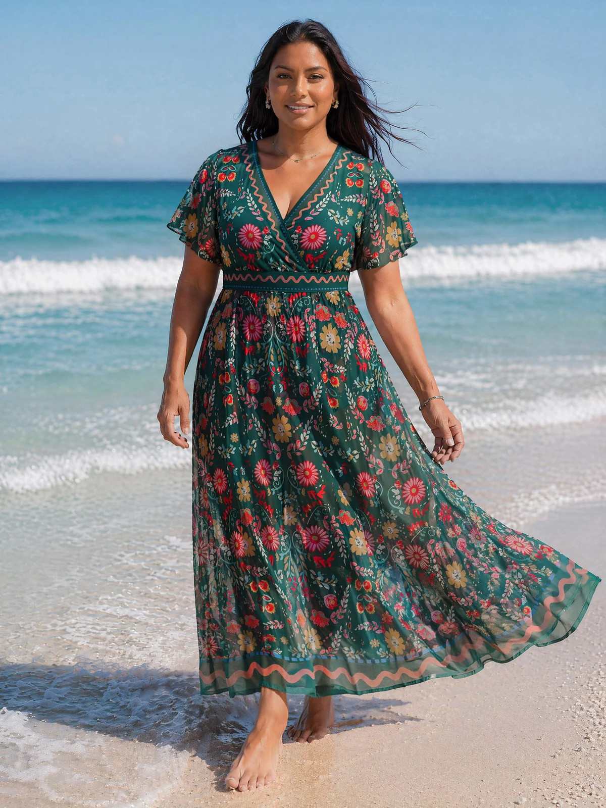 Sarong Set Floral Print One-Piece Swimsuit | Bloomchic