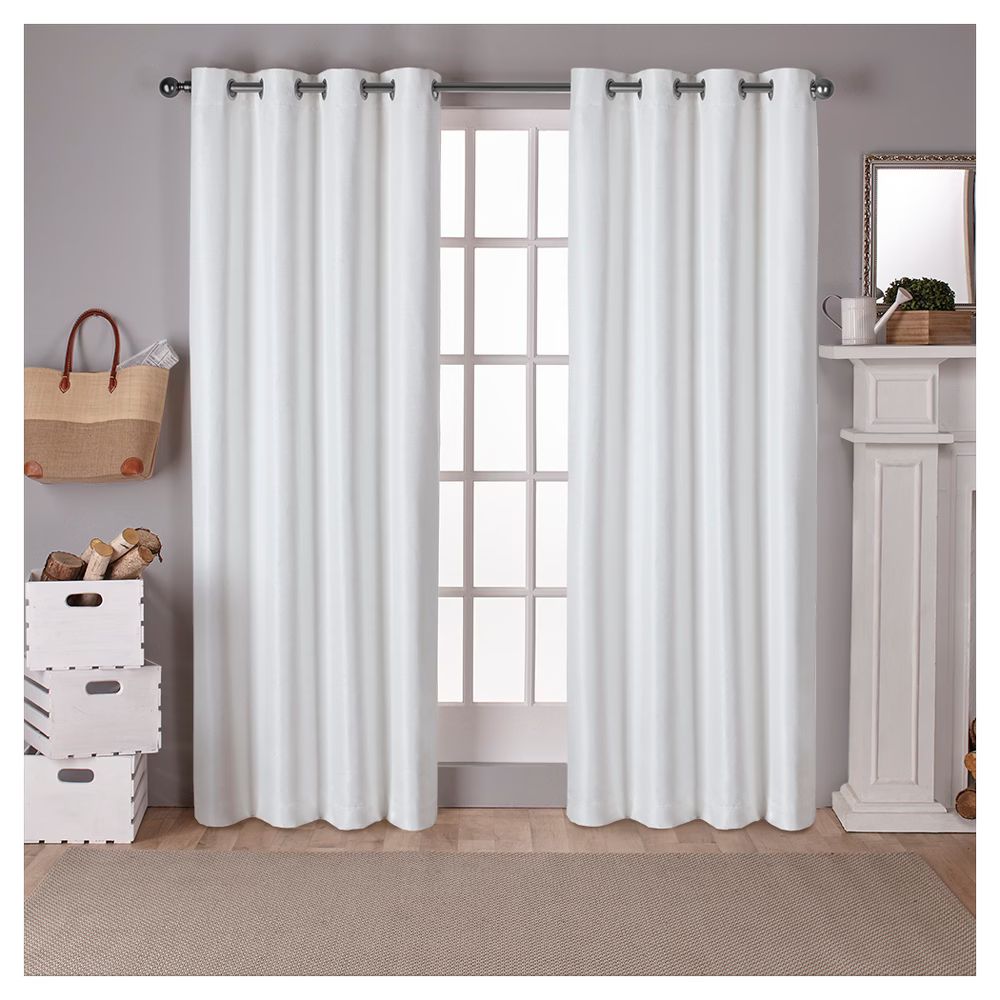 Raw Silk Thermal Room Darkening Window Curtain Panel Pair Off - White (54""x84"") - Exclusive Home | Target