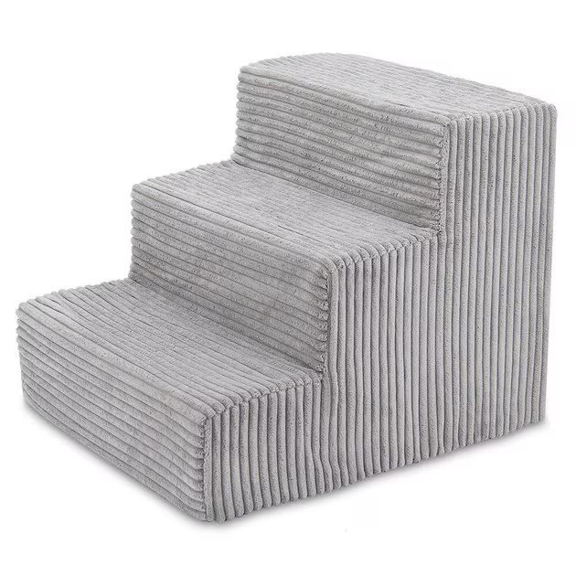 BEST PET SUPPLIES Corduroy & Foam Cat & Dog Stairs, Gray, Small - Chewy.com | Chewy.com