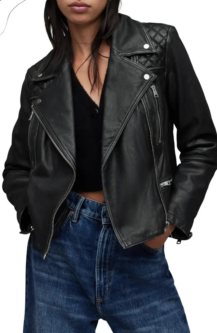 Cargo Distressed Leather Biker Jacket | Nordstrom