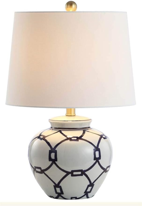 SAFAVIEH Lighting Collection Anders White/ Blue 21-inch Bedroom Living Room Home Office Desk Nigh... | Amazon (US)