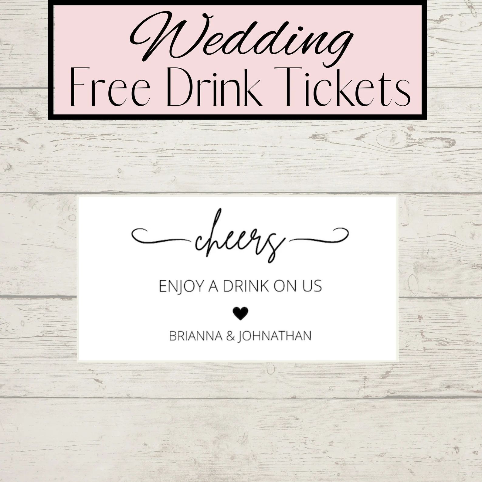Modern Wedding Drink Ticket Template Minimal Wedding Drink Voucher Wedding Printable Drink Ticket... | Etsy (CAD)