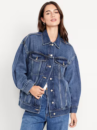 Oversized Jean Trucker Jacket | Old Navy (US)