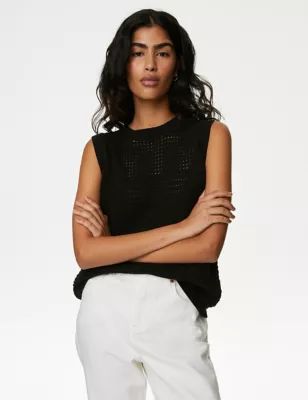 Cotton Rich Pointelle Knitted Vest | Marks & Spencer (UK)