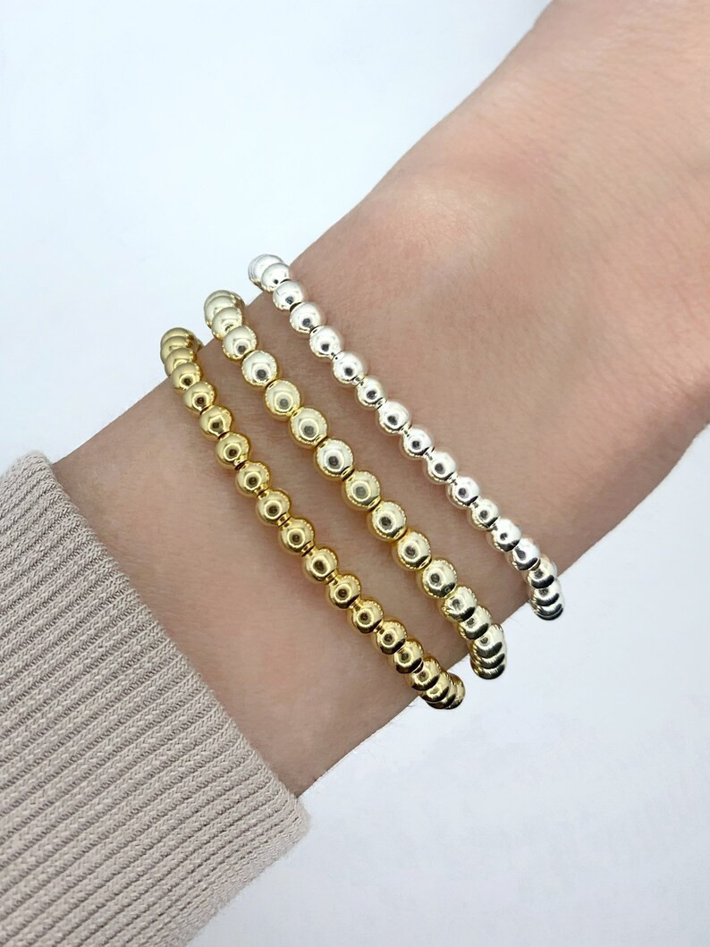 Beaded Bracelets; Silver Beaded Bracelets; Gold Beaded Bracelet | Etsy (Global)