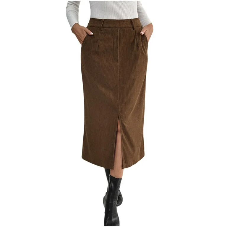 Drses Womens Boho Dressladies' Corduroy Half Skirt Fall/Winter Elegant Split Half Skirt Boho Dres... | Walmart (US)