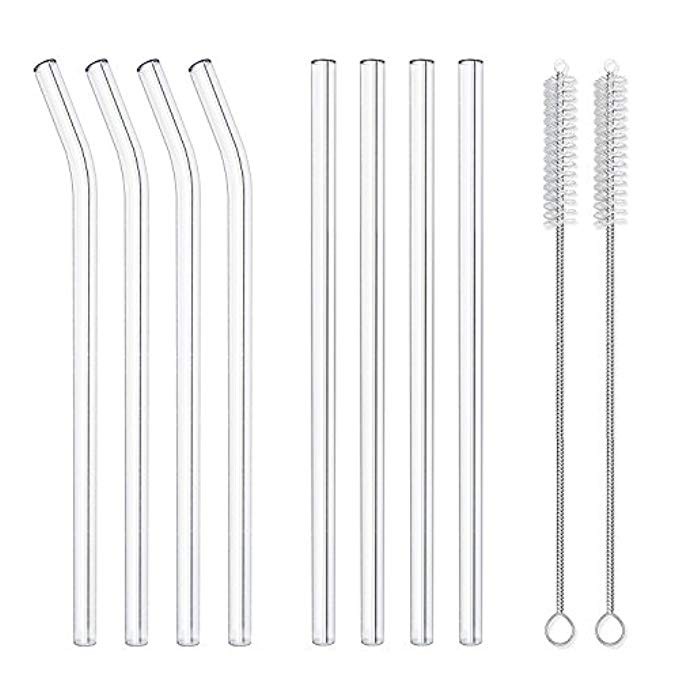 Hiware Reusable Glass Drinking Straws - 10" L x 10 mm W - Smoothie Straws Milkshakes, Frozen Drinks, | Amazon (US)