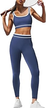 Panadila Womens Yoga Set 2 Piece Outfits Striped Workout Set Gym Matching Sports Bra and High Wai... | Amazon (US)