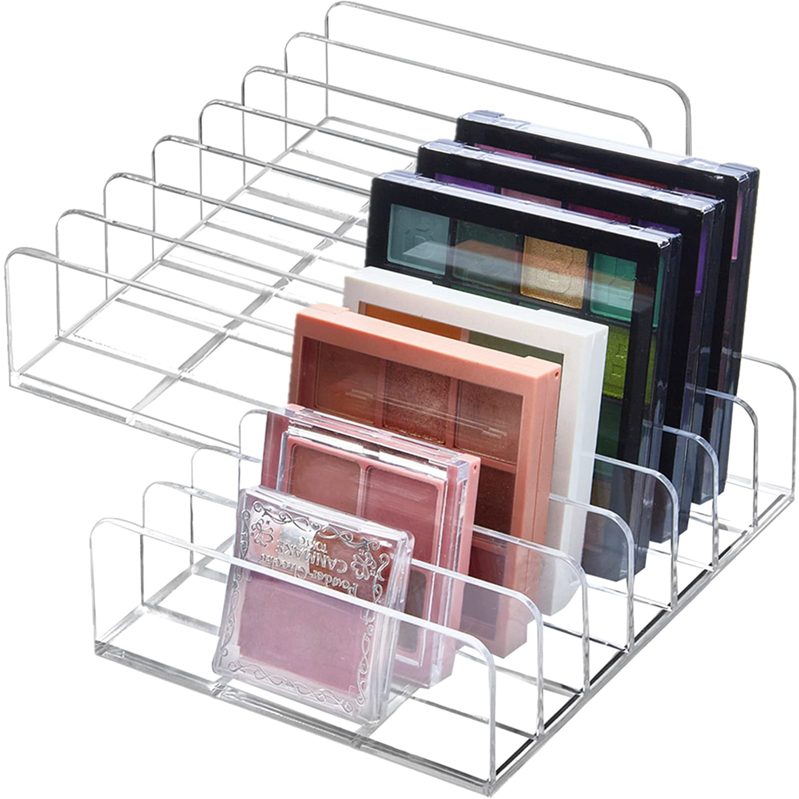 TUZAZO 2 Pack Acrylic Eyeshadow Palette Makeup Organizer - 7-Section Makeup Palette Organizer - C... | Amazon (US)