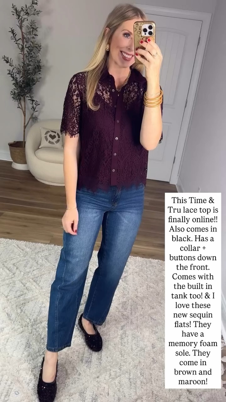 Walmart try on, time and tru lace top barrel jeans 

#LTKWorkwear #LTKFindsUnder50 #LTKStyleTip