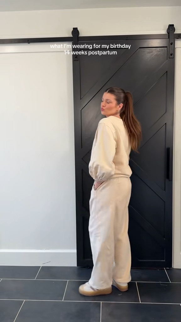 What I’m wearing for my birthday at 14 weeks postpartum! Comfort is key! I am loving matching sets right now and this one from Bohme is TOO CUTE and so chic! I am wearing size medium in top & bottoms (5’4” for reference) 

#LTKgrwm #LTKootd #LTKmomlife