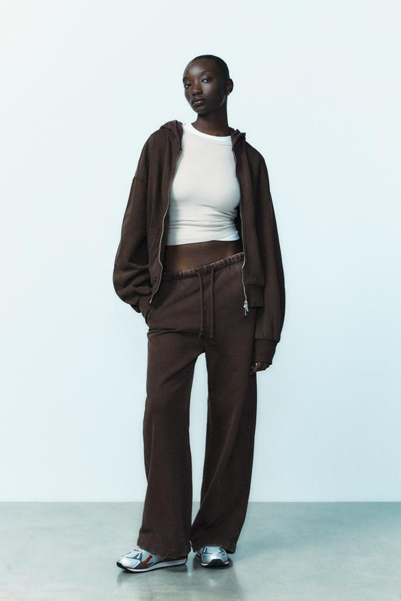 STRAIGHT-LEG PLUSH TROUSERS | Zara UK