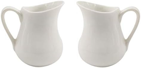 Sizikato 2pcs Pure White Ceramic Creamer with Handle, Mini Coffee Milk Creamer Pitcher. 2 Ounce | Amazon (US)
