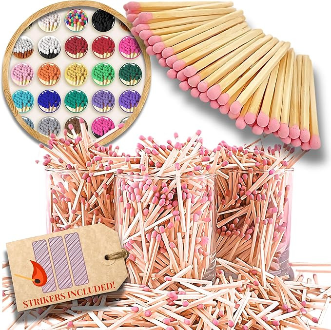 150 Count | 2" Pink Matches | Strikers Included | Color Tip Wooden Match | Refill for Matchstick ... | Amazon (US)