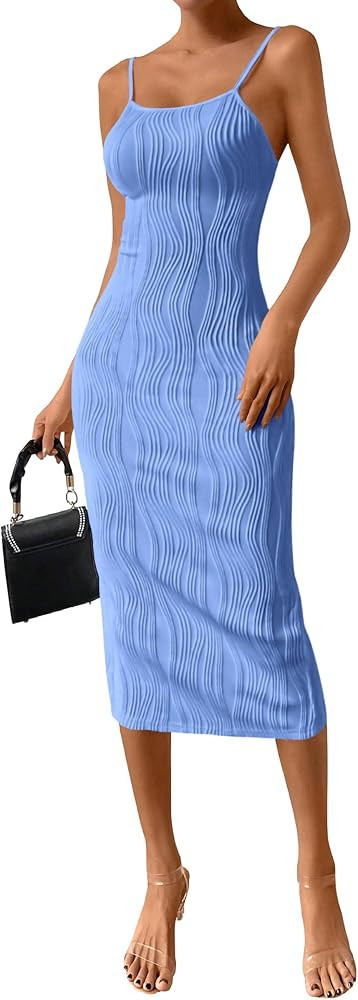 PRETTYGARDEN Summer Dresses for Women Sleeveless Bodycon Dress Textured Back Slit Sexy Cocktail P... | Amazon (US)