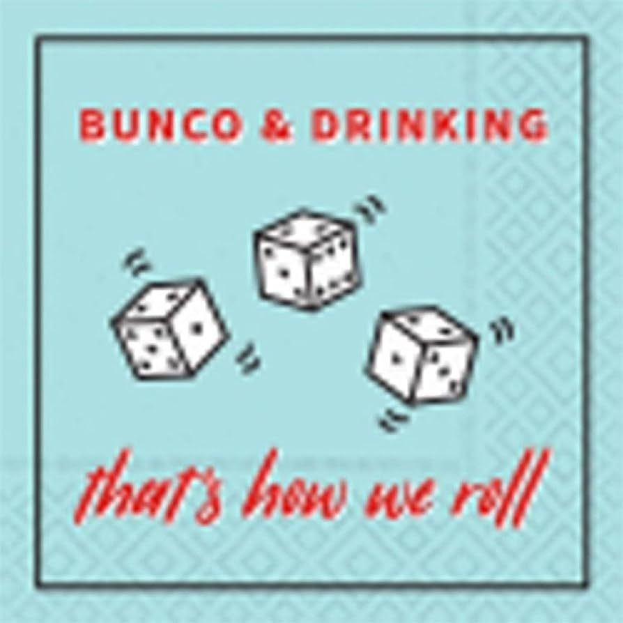 Bunco Party Cocktail Napkins: 40 Count (2x20CT), 5"x5". Blue Napkins with Dice & "Bunco & Drinkin... | Amazon (US)