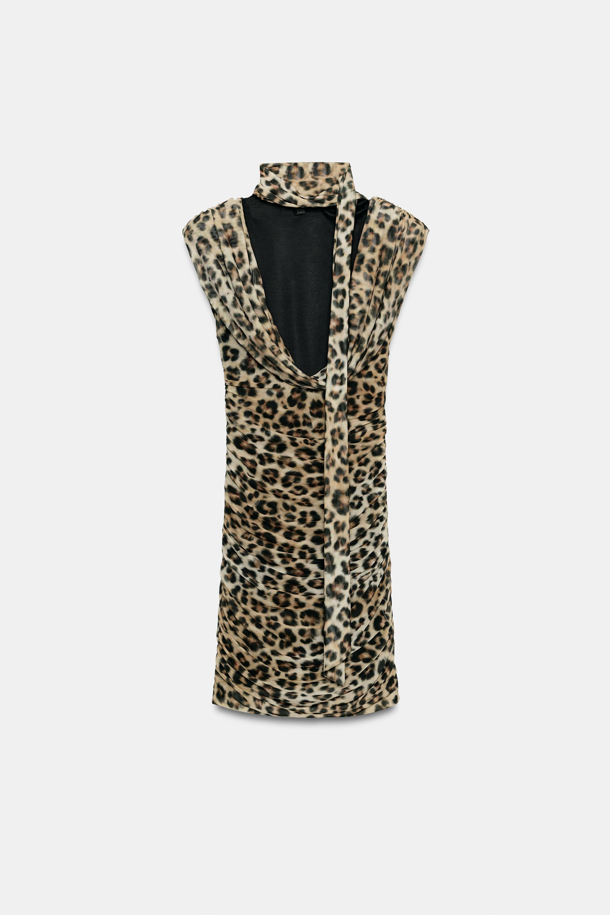 ANIMAL PRINT DRAPED SCARF MINI DRESS | Zara US
