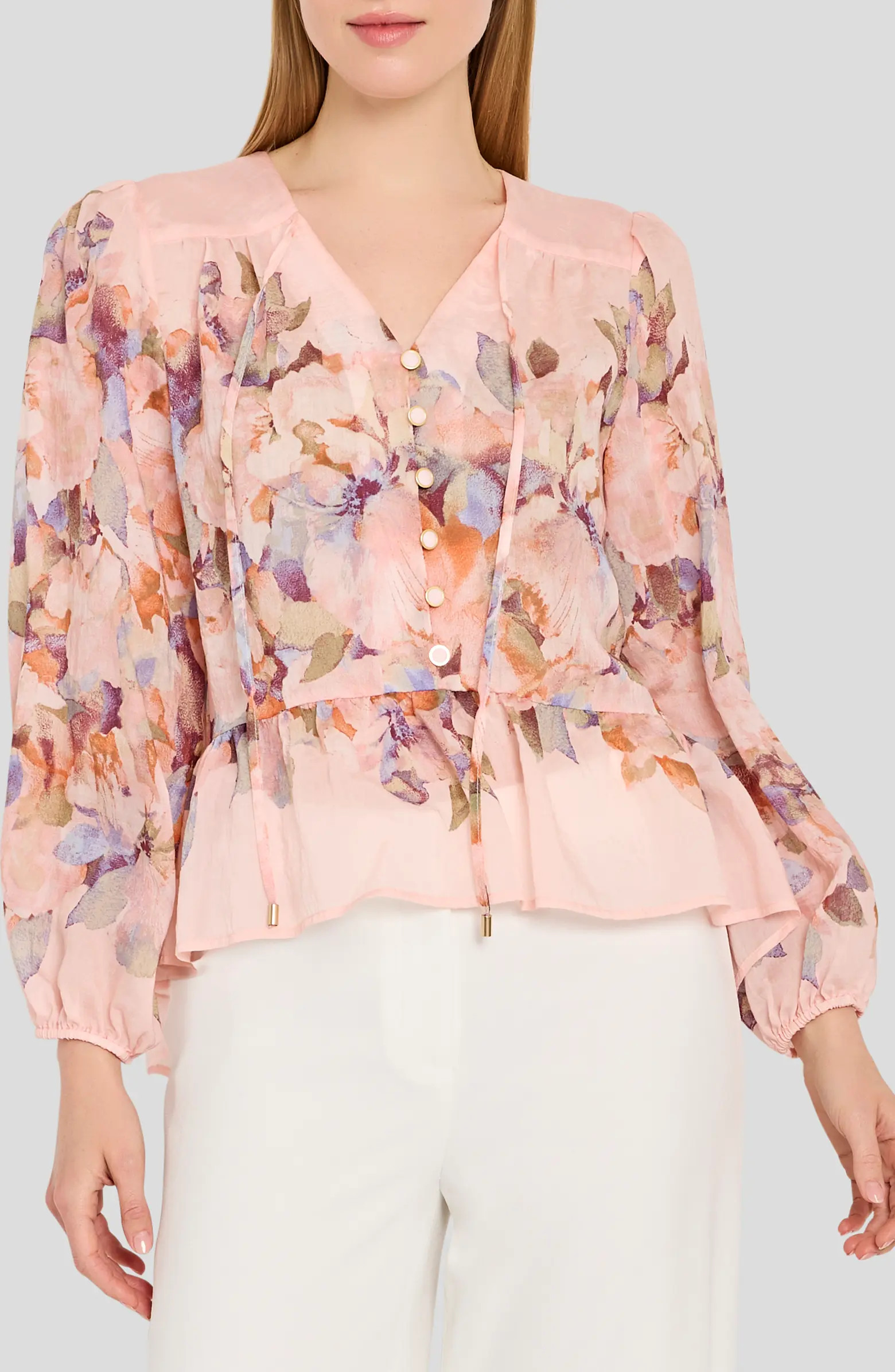 Floral Print Peplum Chiffon Top | Nordstrom