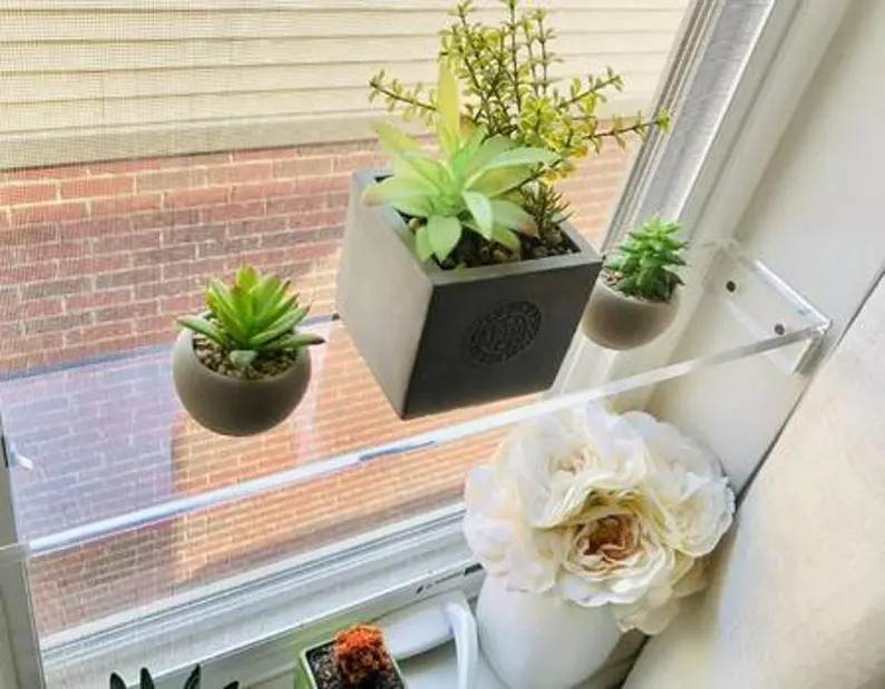 Acrylic window shelf with clear brackets - Custom sizing not a problem - 1/2" acrylic | Etsy (US)