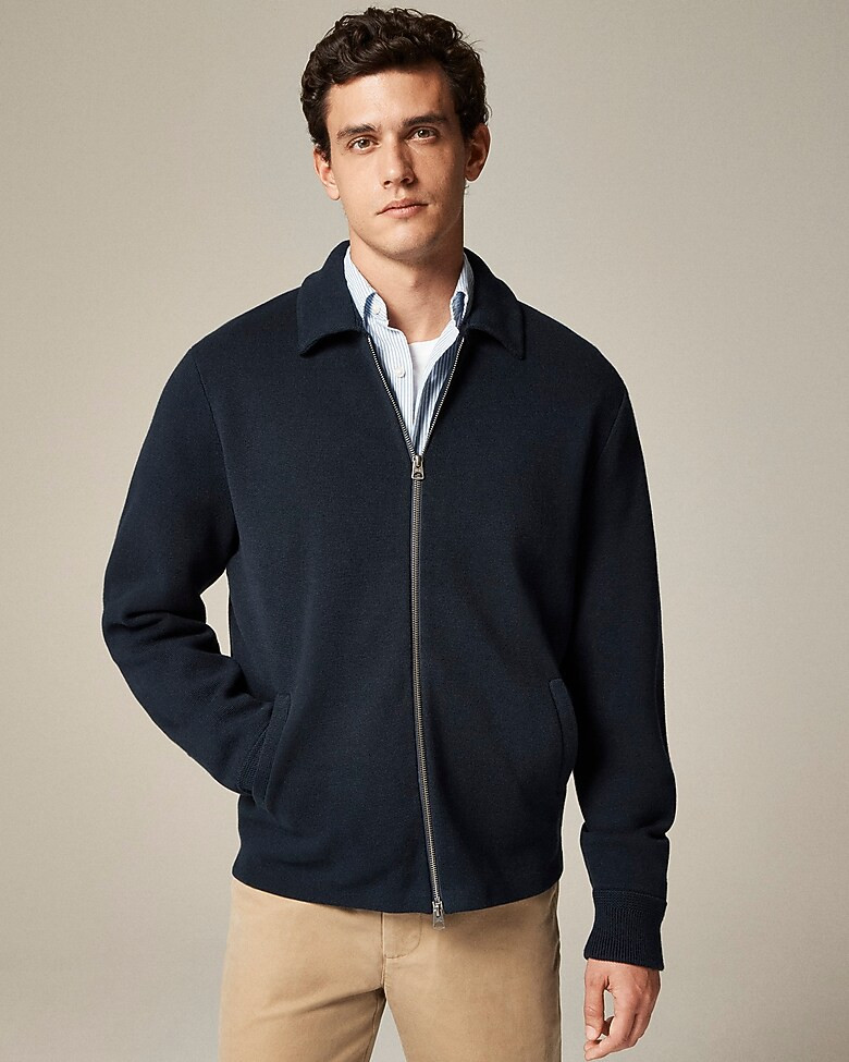 Cotton milano-stitch coach's sweater-jacket | J. Crew US