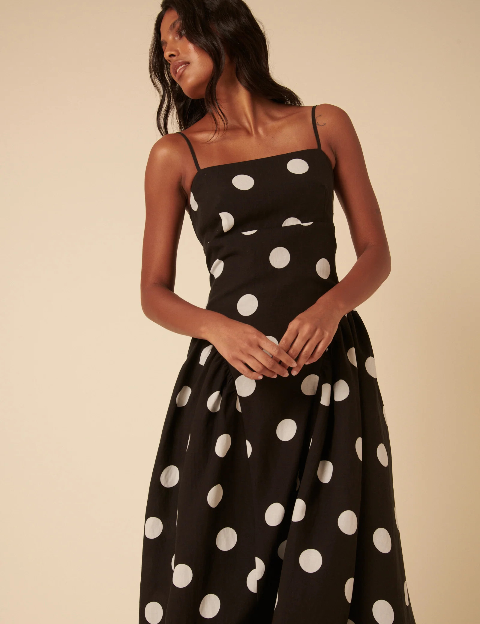 Black Polka Dot Lupin Midi Dress | Nobody's Child