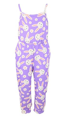 Unique Baby Girls Sleeveless Jumpsuit Easter Spring Outfit for Girl Toddler and Big Kids (4Y, Bunny Blossom) | Amazon (US)
