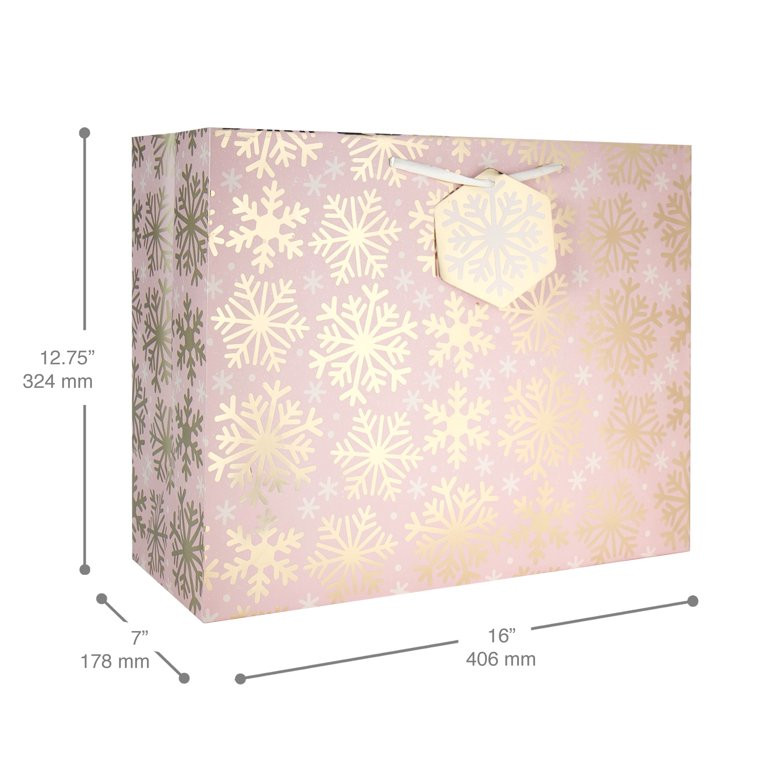 Joyful Wonder Gold Snowflake XL Gift Bag | Walmart (US)