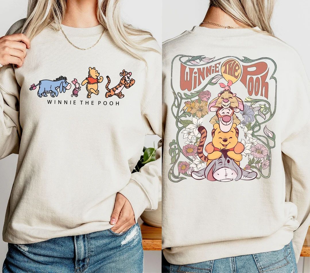 Retro Winnie the Pooh and Friends Sweatshirt, Disney Winnie the Pooh Shirt, Disney Pooh Bear 2 Si... | Etsy (US)