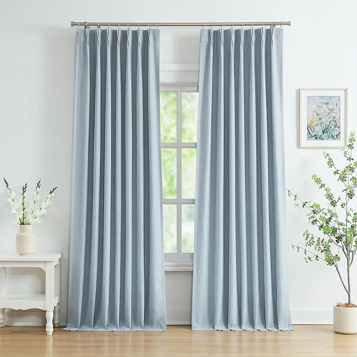 WEST LAKE Dusty Blue Bailey Pinch Pleated Full Blackout Curtains 84 Inches Long with Liners,Rusti... | Amazon (US)