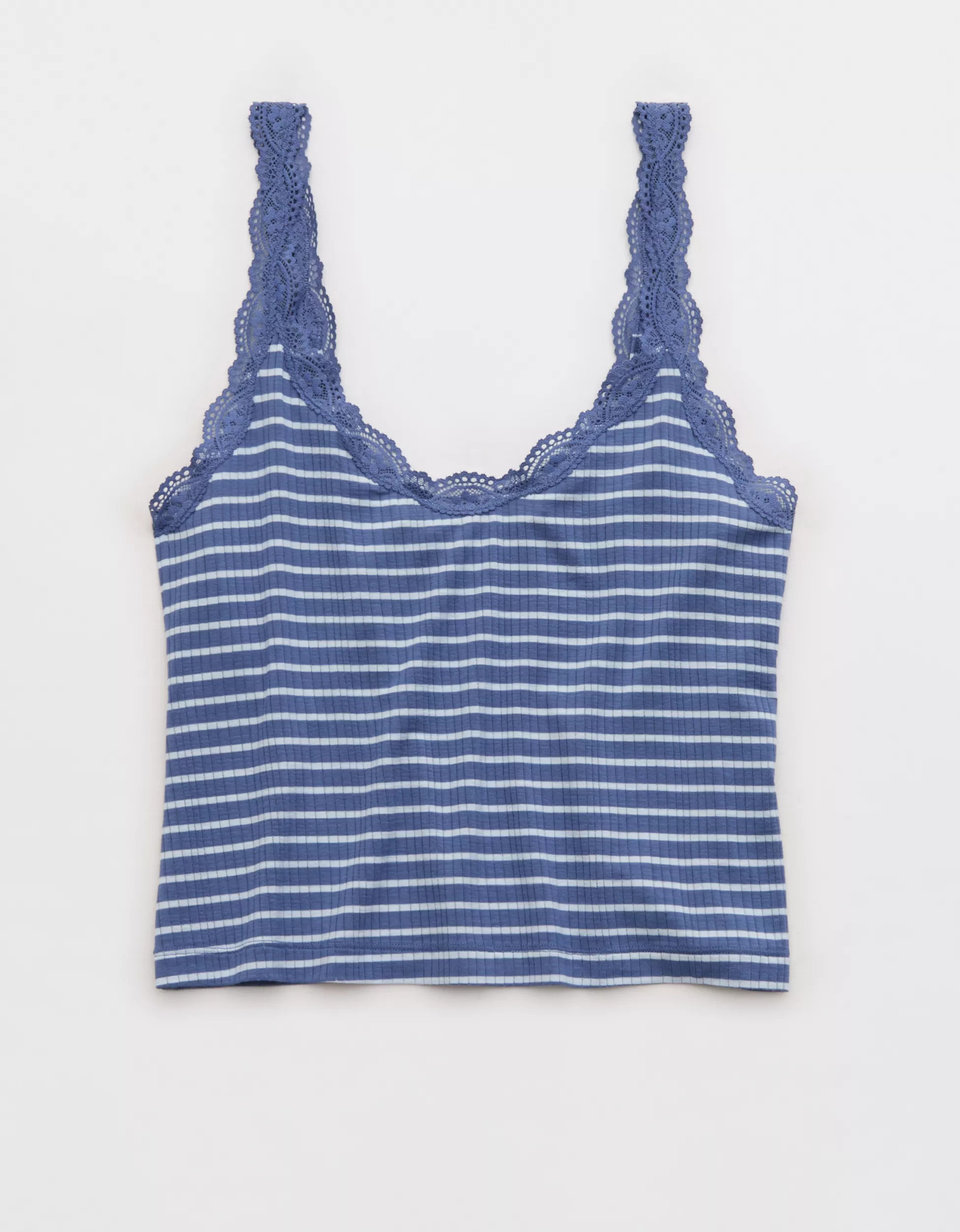 Superchill Modal Rib Lace Trim Tank Top | American Eagle Outfitters (US & CA)