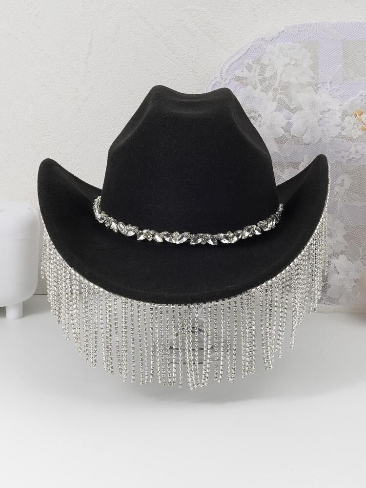 Rhinestone Fringe Trim Cowboy Hat
       
              
              $24.30        
    (1)
   ... | SHEIN