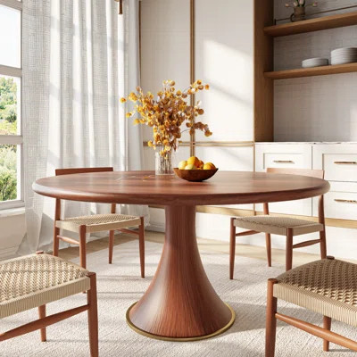 Solid Wood Round Dining Table For Kitchen Durable And Sturdy Structure | Wayfair North America