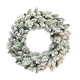 Puleo International 24" Artificial Flocked Spruce Wreath Christmas Décor with 110 Tips, Green | Amazon (US)