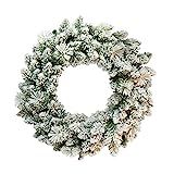 Amazon.com: Puleo International 24" Artificial Flocked Spruce Wreath Christmas Décor with 110 Ti... | Amazon (US)